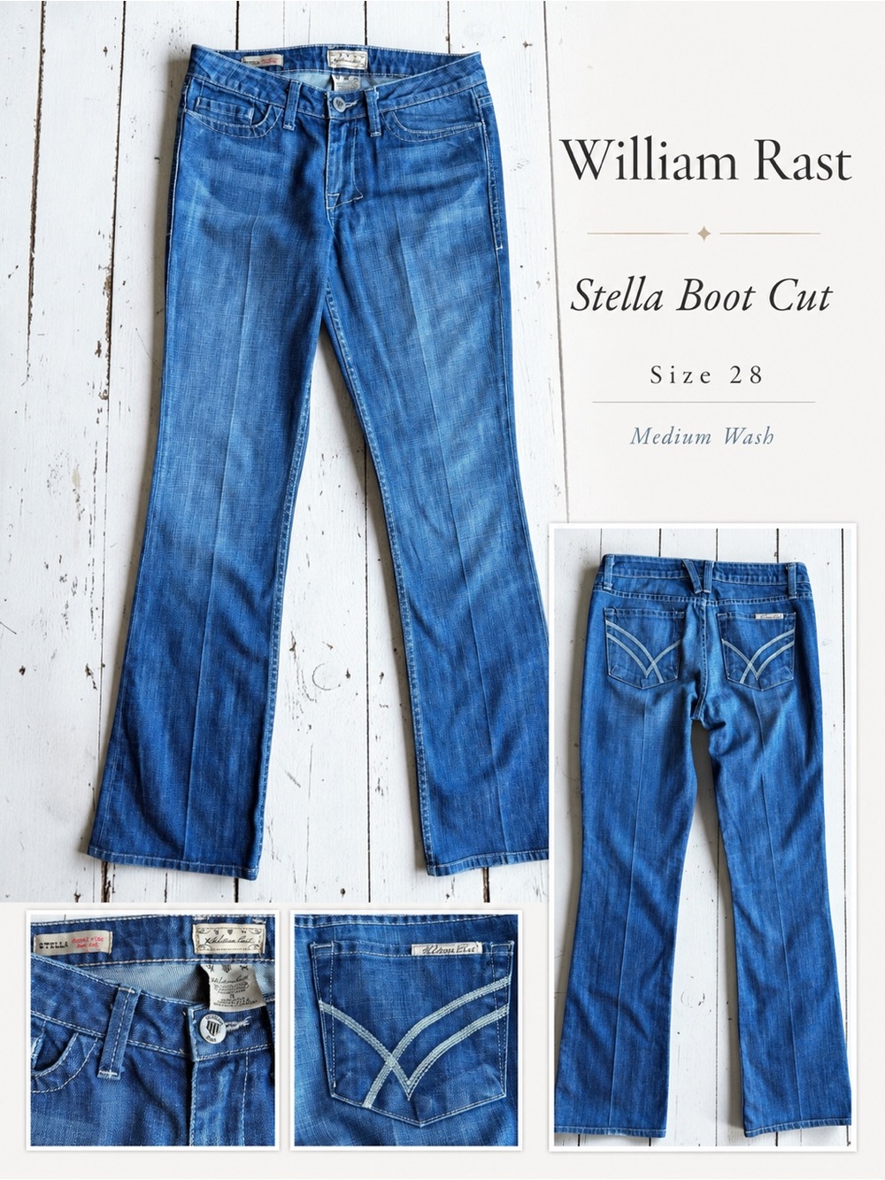 William Rast Stella Classic Rise Boot Cut Jeans Size 28